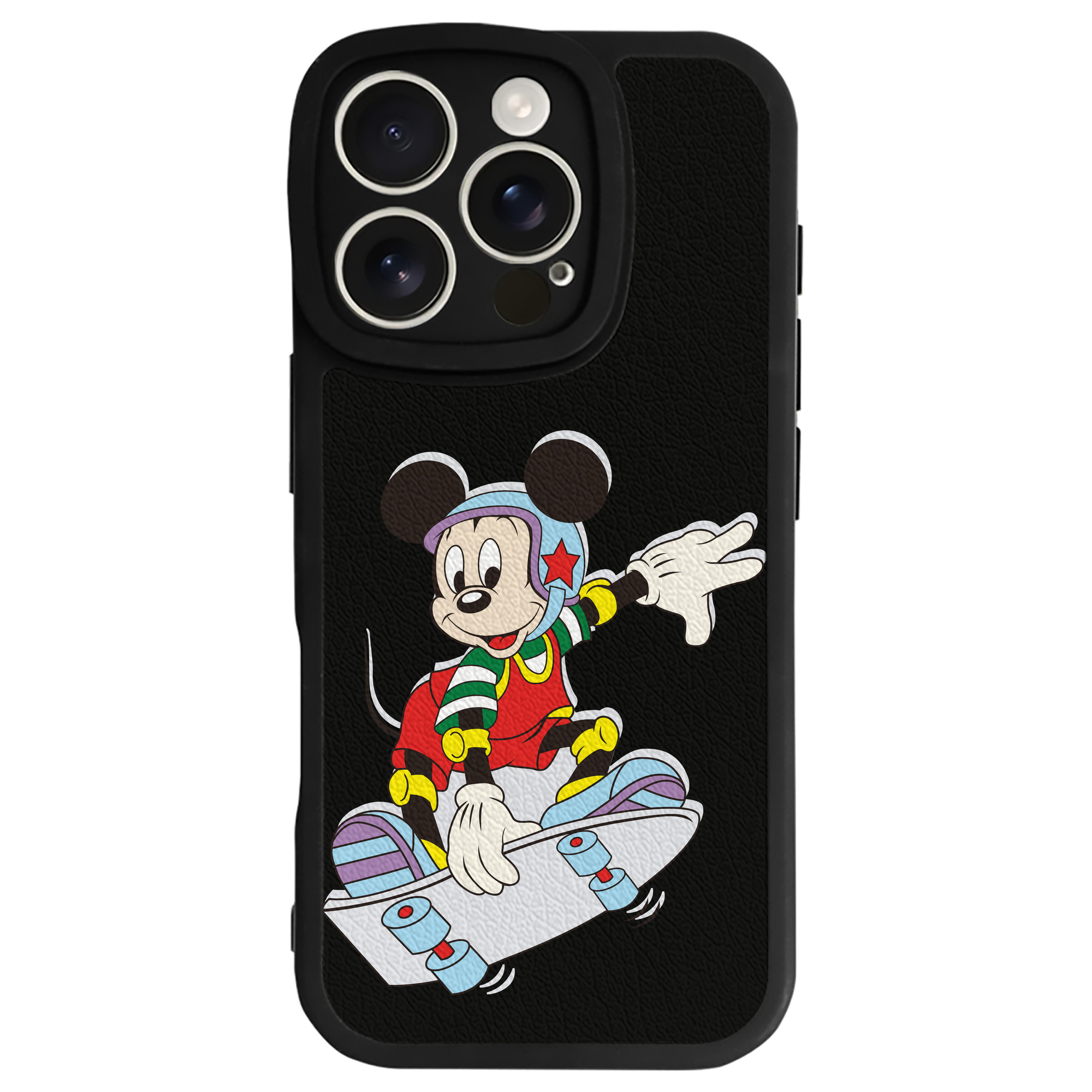 （画像用） ミッキーマウス Mickey Mouse 【iPhone 16シリーズ対応】シリコンスマホケース（レザー調） 材質：シリコン